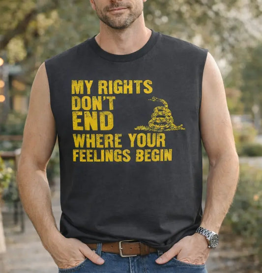 Men's Tank — "My Rights Don't End Where Your Feelings Begin" Vintage Gadsden Snake Tee Printify
