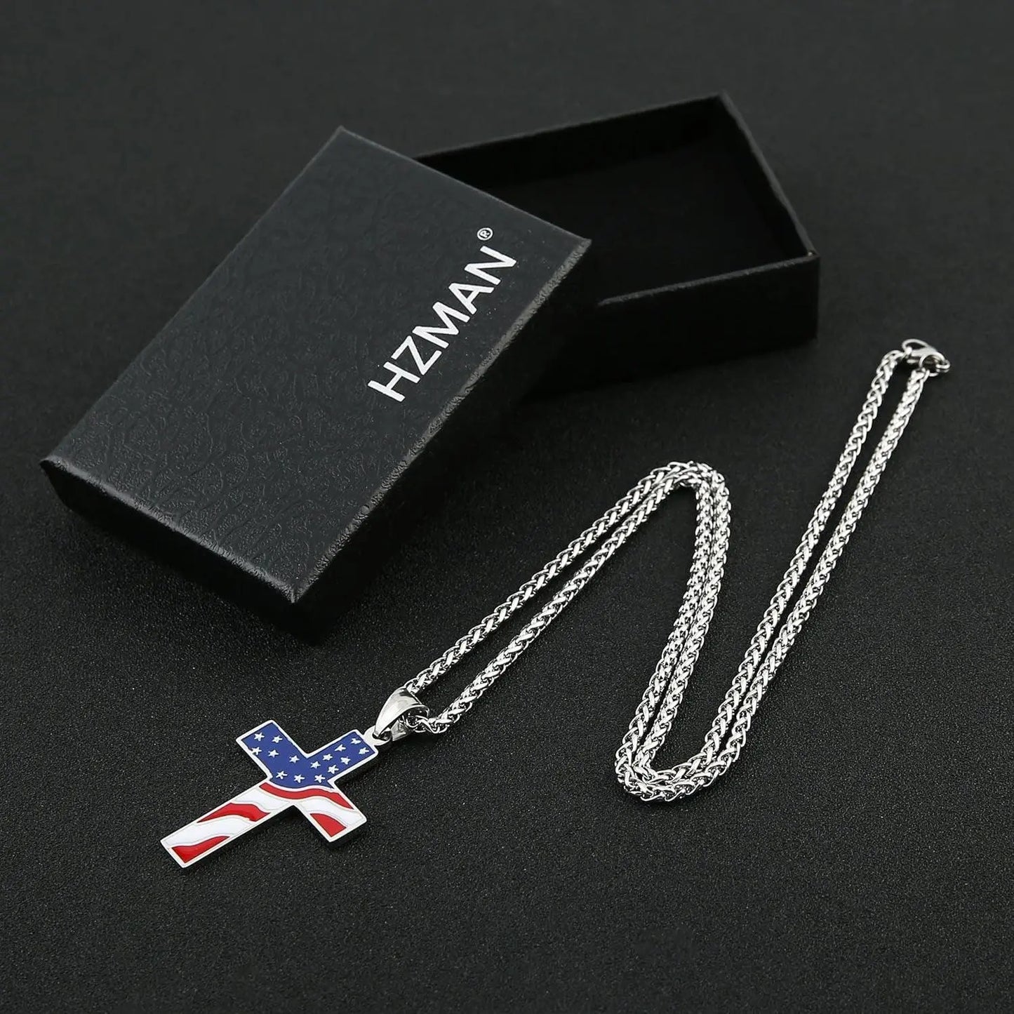 American Flag Patriotic Cross Religious Jewelry Pendant Necklace - LiberTees for All