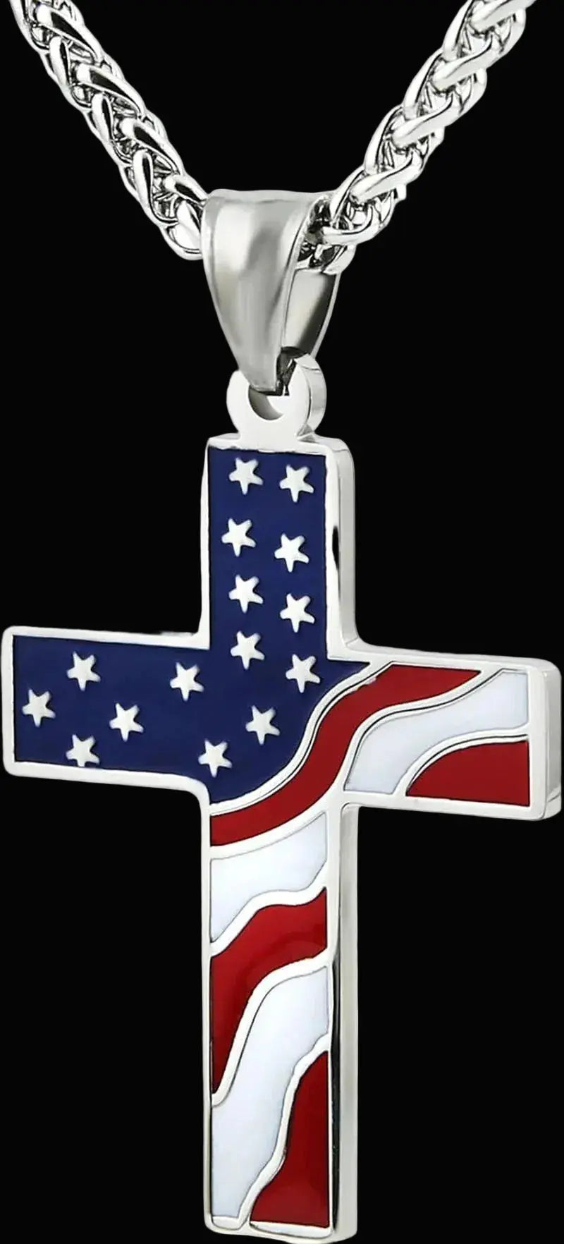 American Flag Patriotic Cross Religious Jewelry Pendant Necklace - LiberTees for All