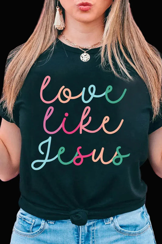 Black Love Like Jesus Crew Neck Graphic Tee - LiberTees for All