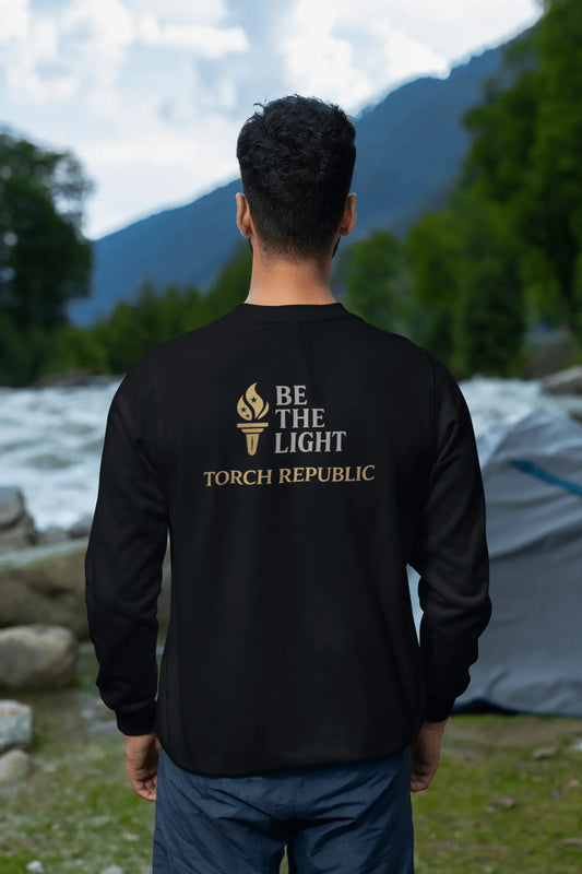 Crewneck Sweatshirt — "Be The Light" Torch Republic Logo - Torch Republic