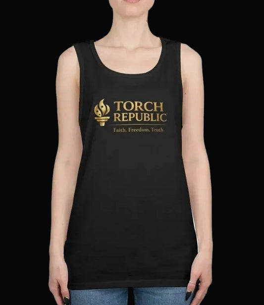 Torch Republic Tank Top — Gold Logo "Torch Republic: Faith. Freedom. Torch." - Torch Republic