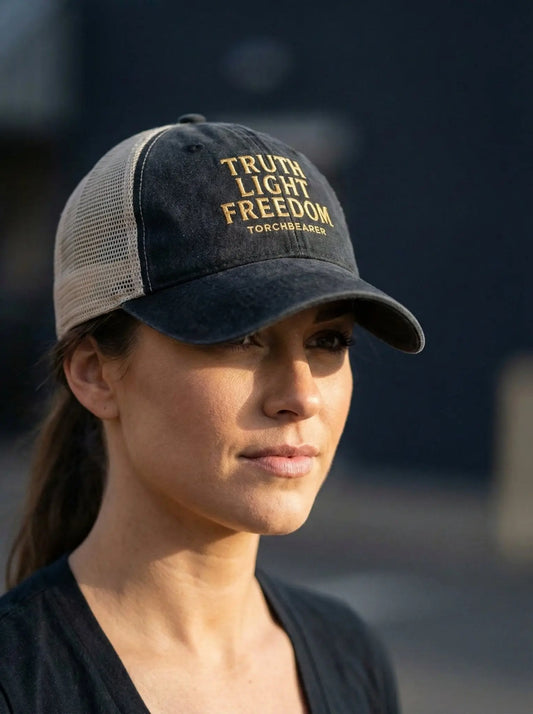 Truth Light Freedom Torchbearer Women's Washed Mesh - Back Cap - LiberTees for All
