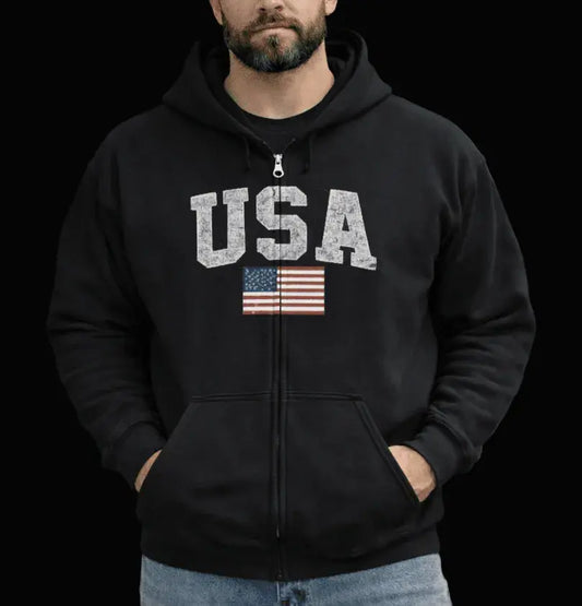 USA Flag Full - Zip Hoodie — American Flag Zip - Up Hoodie - LiberTees for All